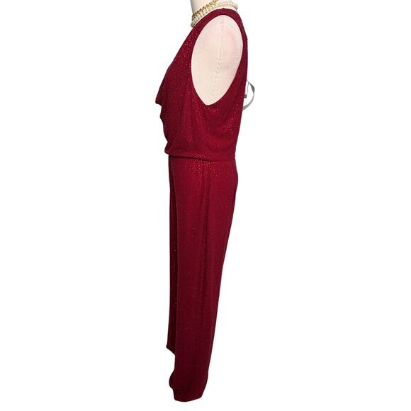 Alice + Olivia Salem Draped Crystal Wide-Leg Jumpsuit burgundy red Size 8 - Picture 7 of 12